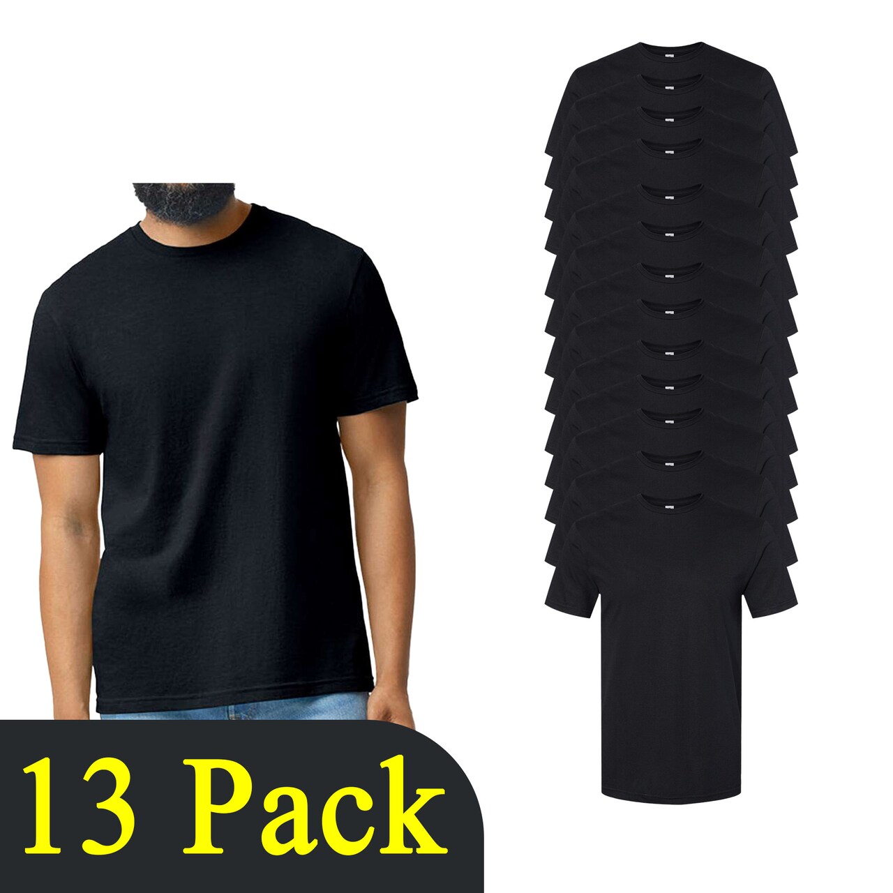 Gildan Softstyle CVC Blank Crewneck Cricut T-Shirt, Black DIY Multipack Shirt